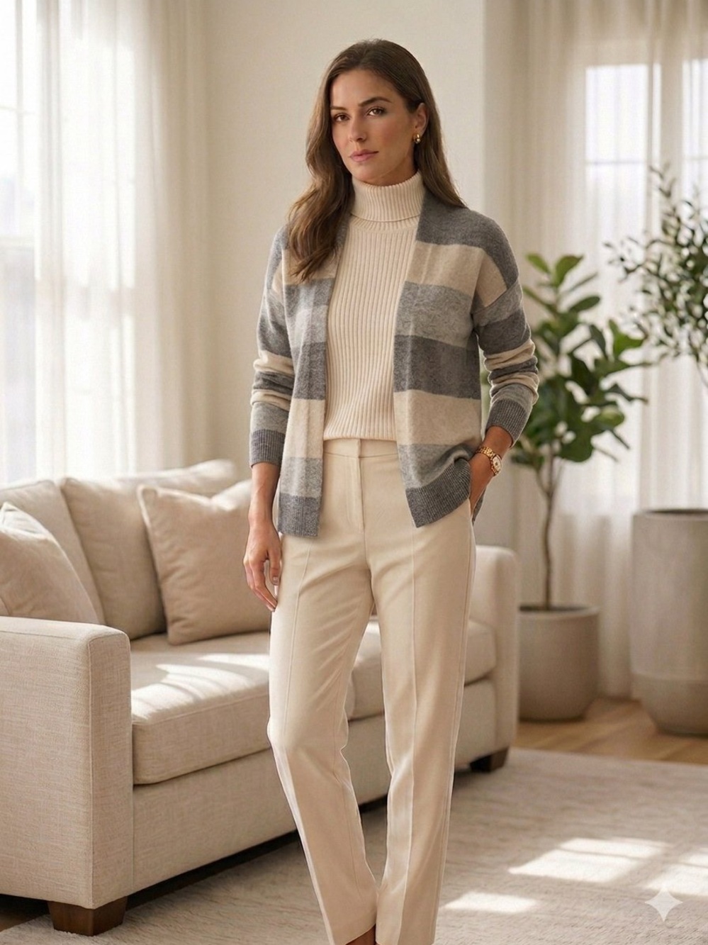 Vintage Robert Talbott Wool Cashmere Striped Open Cardigan Sweater Made in Italy